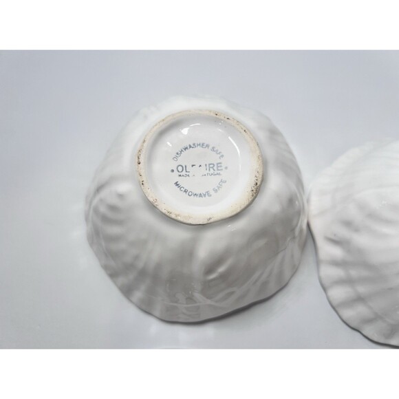 VTG OLFAIRE Portugal White Ceramic Shell Lidded Bowls Set Of 2- Coastal‎ Cottage - Picture 11 of 15